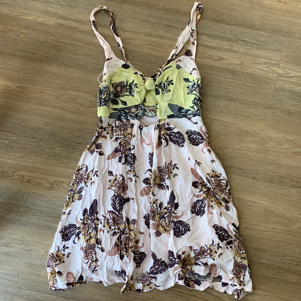 Free people floral cutout mini dress Sz S - Picture 3 of 6